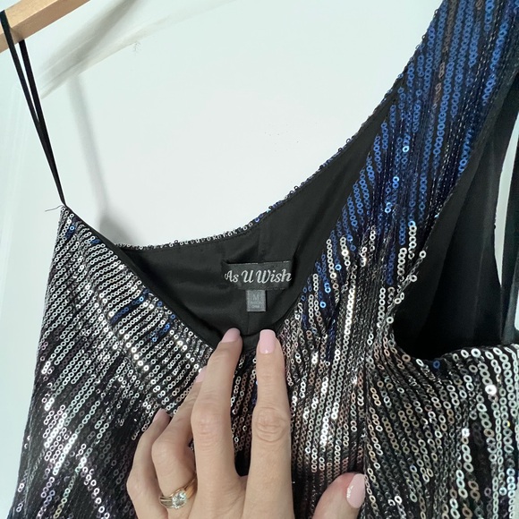 Sequin one shoulder, mini dress evening cocktail - Picture 3 of 5